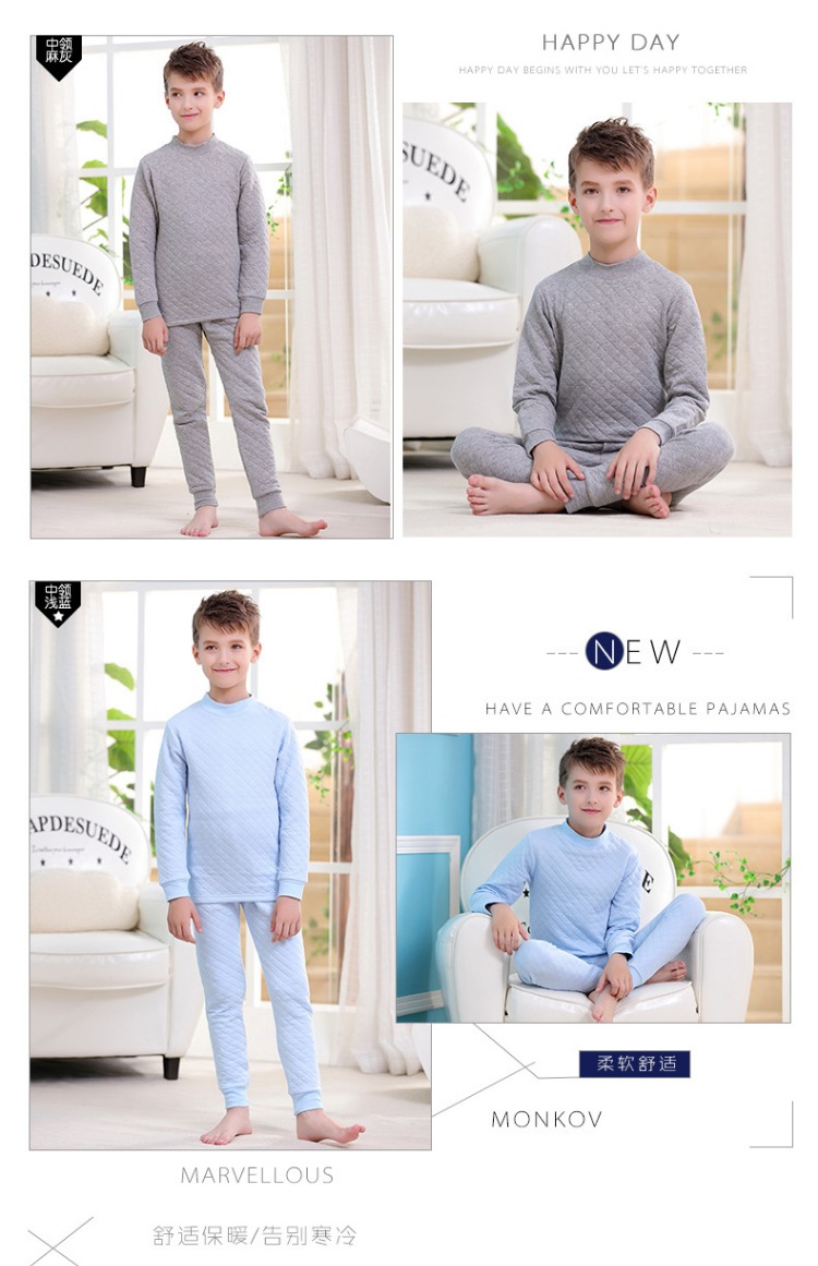 Bộ đồ lót nhiệt ba lớp cho trẻ em ở Nam Cực đặt bé trai và bé gái nhồi bông lớn màu đỏ trong bộ quần áo mùa thu lớn của trẻ em đồ bộ bé trai
