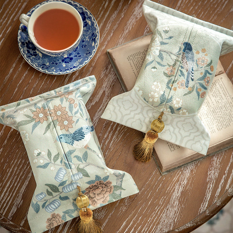 Famous Hall Oriental Moon Night Flower Window Ancient Car Paper Towel Box Dining Room Living Room Household Tissue Bag Paper Drawer Box Fabric Set