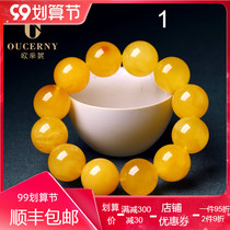 Oucini natural amber beeswax hand string full of honey chicken oil Yellow No roasted mens single ring Russian raw stone