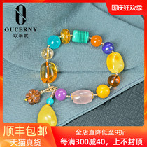 Ozini beeswax handstring female mens natural amber bracelet wax handstring single circle multi-treasure honey wax accessories small pieces