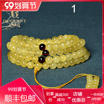 Gold twisted honey hand string beeswax 108 natural raw stone dense wax bracelet male lady with type multi circle full of honey yellow amber