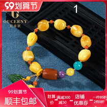 Oucini chicken oil yellow beeswax single lap hand string female natural amber Russian Baltic wax multi treasure bracelet