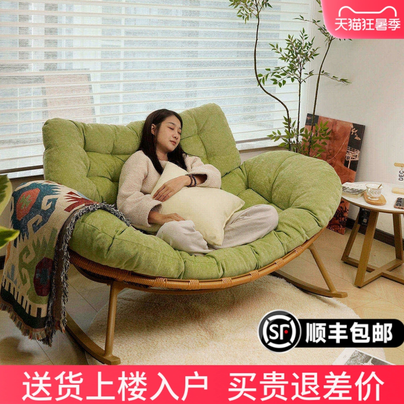 Rocking Chair Sofa, Living Room Recliner, Adult Sleeping Chair, Home Leisure Lazy Chair, Balcony Sunbathing Chair, Dual-Purpose for Sitting and Sleeping