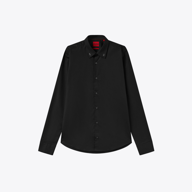 Hugo Boss Men's Black Single-Breasted Long-Sleeved Shirt 50490712 Hugo Boss Men's Black Single-Breasted Long-Sleeved Shirt 50490712
