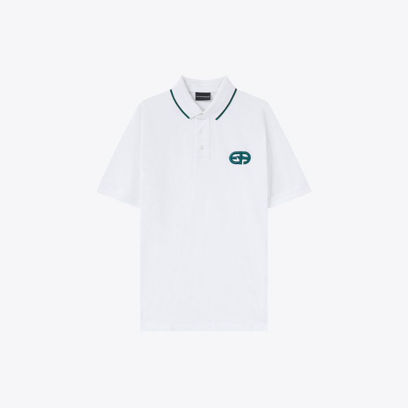 Emporio Armani Armani Men's Cotton T-Shirt with Lapel Short-Sleeved Polo Shirt 6L1Fa5 1Jtkz
