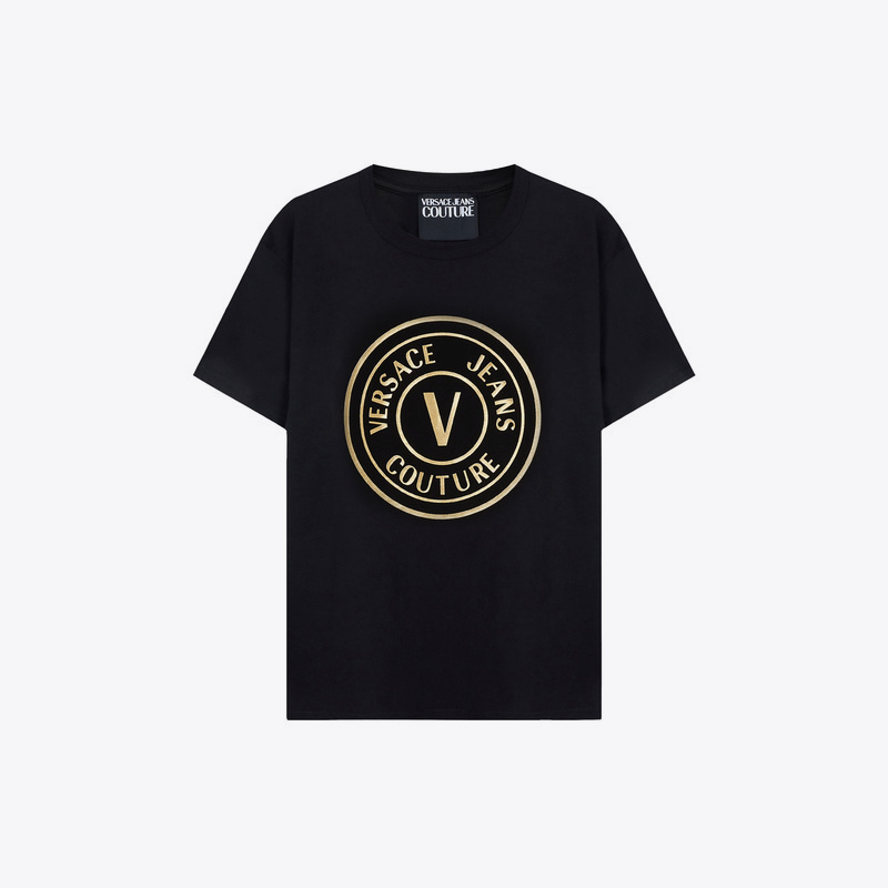 Versace Jeans Versace Men's Gold Label Logo Fashionable and Comfortable Short-Sleeved Popular T-Shirt 74Gaht05