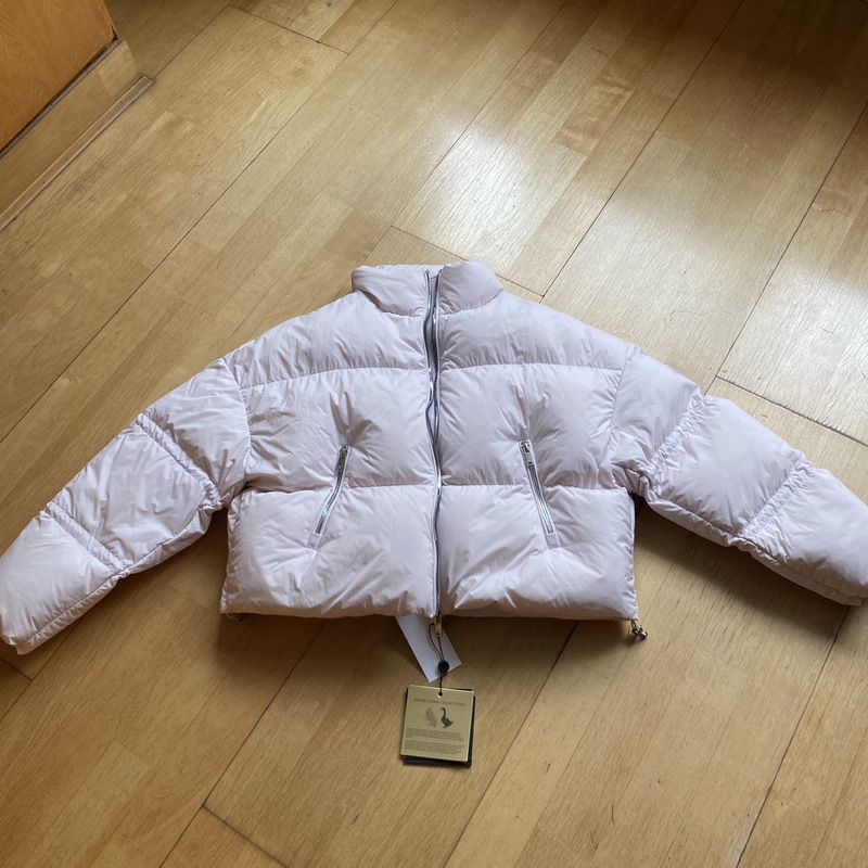 Foreign Trade Export to Canada, Short Women's down Jacket, Light Pink Puff, Goose Down, Oxygen Blue, Lightweight and Brightening