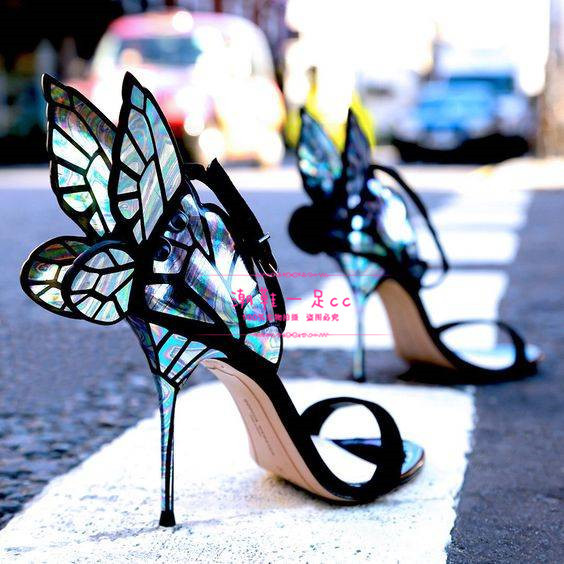 Sophia Webster Spring and Summer New Style Colorful Wings Genuine Leather One-Strap Open-Toe Chiara Butterfly Sandals for Women