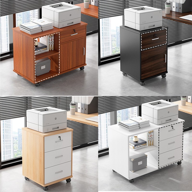 Office File Cabinet, Floor-Standing Storage Cabinet, Modern and Simple, with Wheels, Movable Storage Cabinet, Under-Desk Low Cabinet