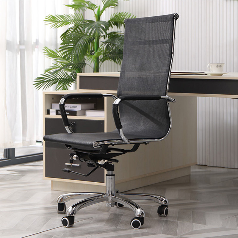 New Office high - lean back - staff computer chair boss chair casual lift and rotation chair breathable black double - deck net cloth