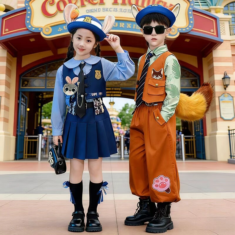 Zootopia Children's Costume Disney Judy Hopps Police Officer Cosplay Costume Nick the Fox Boys' Clothing