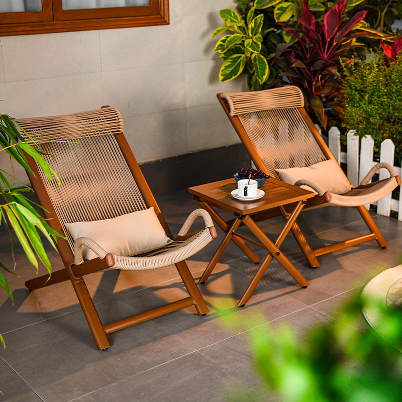 Rattan Chair Three-Piece Set for Outdoor Leisure, Reclining Chair for Terrace, Open-Air Backrest Chair, Small Coffee Table, Rattan Woven Balcony Table and Two Chairs Rattan Chair Three-Piece Set for Outdoor Leisure, Reclining Chair for Terrace, Open-Air Backrest Chair, Small Coffee Table, Rattan Woven Balcony Table and Two Chairs