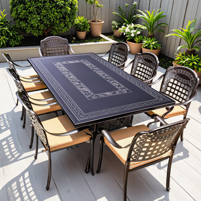 Outdoor Cast Aluminum Tables and Chairs for Villa Courtyard Garden Leisure, Outdoor Open-Air Terrace European-Style Aluminum Alloy Tables and Chairs