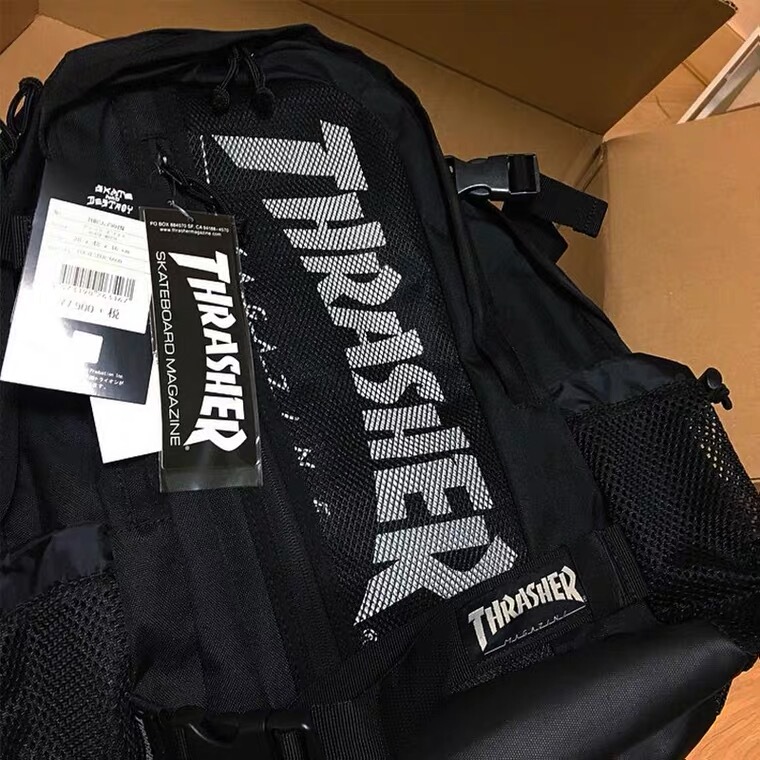 Workwear-Style Functional Backpack, Japan Limited Edition Flame Backpack, Super Cool Street Travel Large Capacity ins Student School Bag
