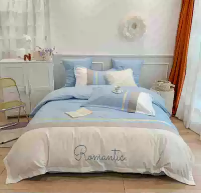 European style simple 100% light luxury style cotton nude sleeping bed four sets of cotton sheets quilt cover bed bed