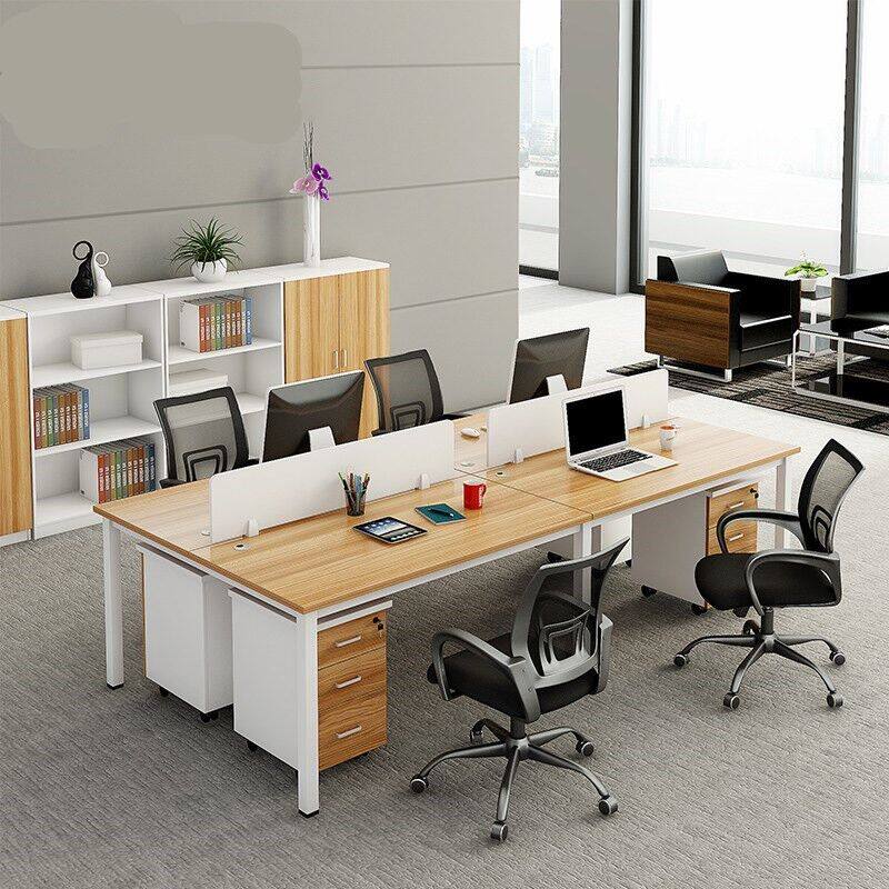 Staff desk simple modern computer tables and chairs combination furniture 2 4 6 person partition screen fender employee single