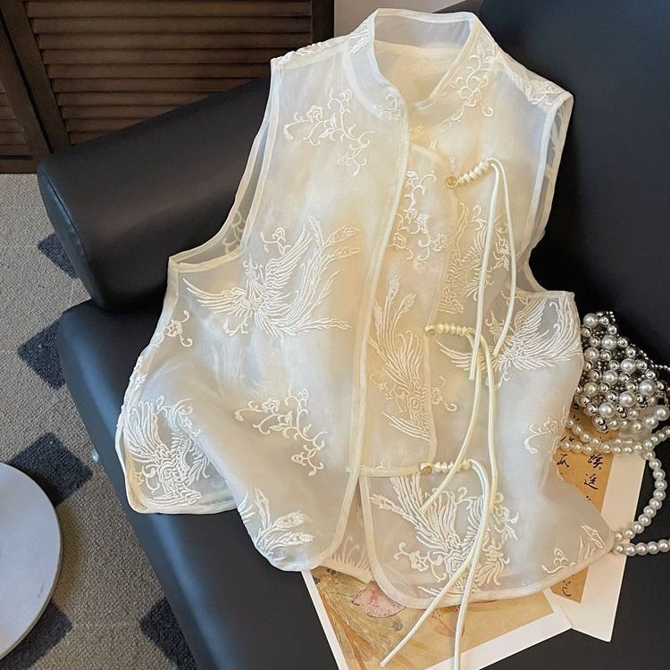 New Chinese-Style National Embroidery 2026 New Model Stand-Up Collar Vest for Women, Summer Tang Suit Lace Splicing Vest Top New Chinese-Style National Embroidery 2026 New Model Stand-Up Collar Vest for Women, Summer Tang Suit Lace Splicing Vest Top