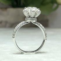 D color 18k platinum moisanishi girl ring flower eight heart 6 claw Moisan stone ring wedding custom