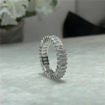 D-color Mosan diamond emerald ring stacked with single wear 18K white gold gold moisanishi ring custom