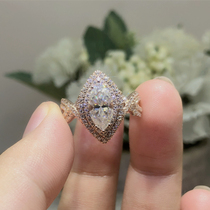 D color 18K platinum winnings mo sang shi ring shaped diamond drop diamond ring 1 karat 2 Karat custom