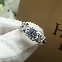 Moissanite ring 18k platinum personalized custom Cross group inlaid double row female ring