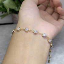 18K yellow platinum imported diamond bracelet 10 minutes 30 points full drill bracelet high-end atmosphere simple personal style