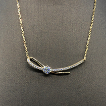 18K gold 30 cents moisanishi necklace bow broken diamond micro inset valentine valentine gift adjustable 40 5cm