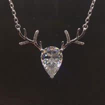 18K platinum color gold all the way deer has your necklace female pear-shaped water drop diamond diamond pendant gift customization