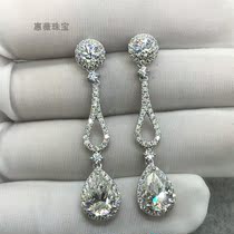 Luxury high-grade earrings womens long full diamond water drop dress wedding temperament earrings fashion face thin trend