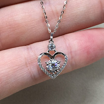 18K white gold heart-shaped diamond pendant main stone 0 14ct womens 18K necklace group set with real diamonds diamond side car flowers