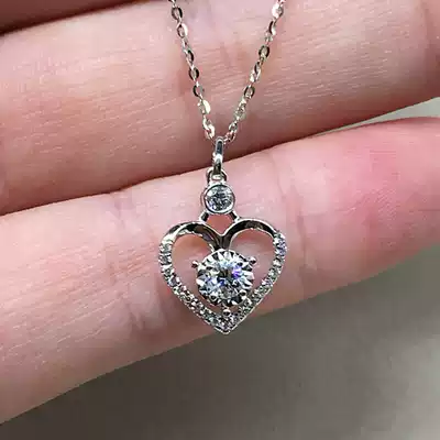 18K white gold heart shaped diamond pendant main stone 0 14ct ladies 18k necklace Group set with real diamond edge car flower