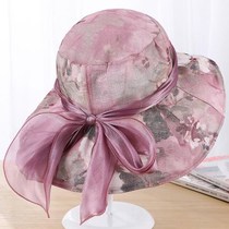 Spring and summer middle-aged female hat big along the sun sun protection UV sun hat thin mother hat summer cool hat