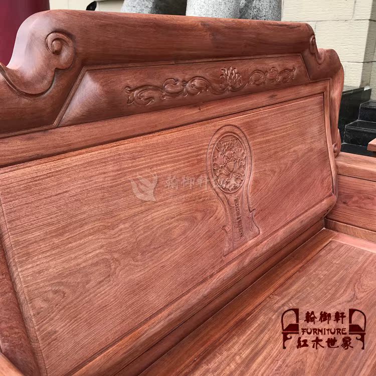 Gỗ hồng mộc Miến Điện 123 chạm khắc bộ ghế sofa Viêng Chăn của sáu trái cây gỗ hồng lớn bằng gỗ gụ mới - Bộ đồ nội thất bàn ghế hiện đại