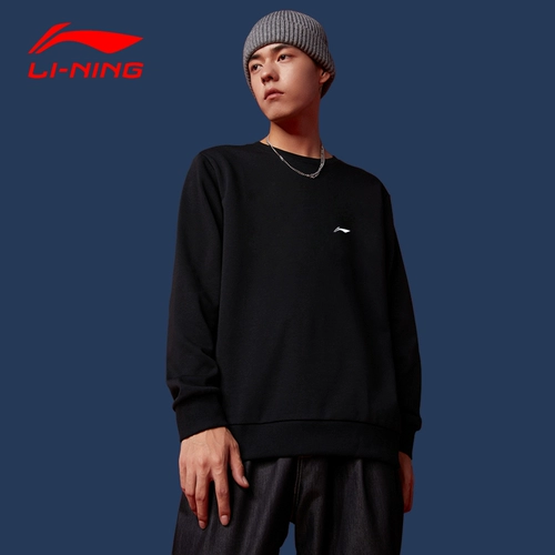 Li Ning, толстовка подходит для мужчин и женщин, весенний лонгслив для влюбленных, трендовый флисовый спортивный костюм, с рукавом, оверсайз