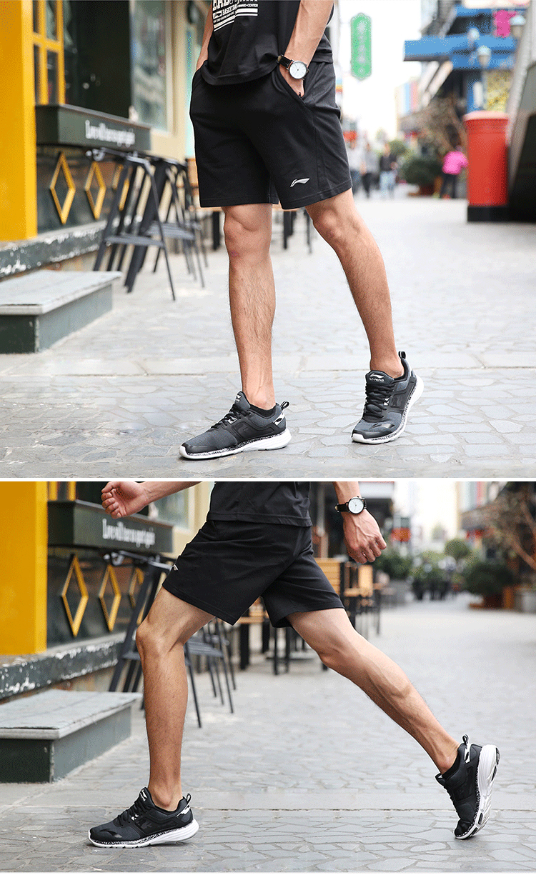 Li Ning quần short thể thao nam năm quần mùa hè mới thoáng khí cotton mỏng phần quần giản dị quần đi biển quần ngắn - Quần thể thao quần đùi thể thao