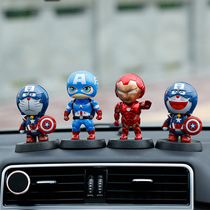  Iron man Captain America car decoration Solar creative car interior accessories Cute shaking head doll doll