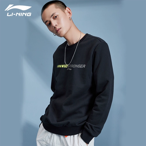Li Ning, спортивная весенняя толстовка с круглым воротником, трикотажный лонгслив, футболка для отдыха, оверсайз