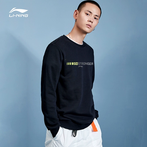 Li Ning, спортивная весенняя толстовка с круглым воротником, трикотажный лонгслив, футболка для отдыха, оверсайз