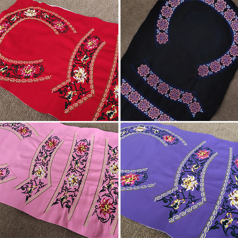 Guizhou Clothing Lace Cloth Cloth Bouyi Ethnic Wind Embroidery Cloth Patch Accessories Decoration Multi-Color Bottom Flower Shoulder-shoulder Collar Flowers