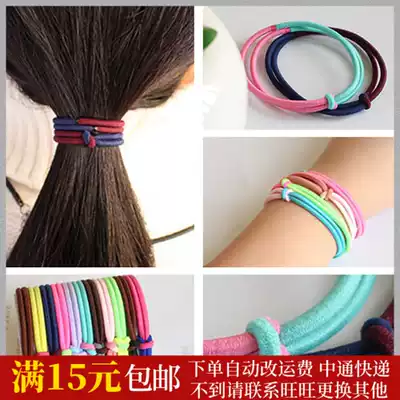 Korean jewelry Tie hair rubber band hair ring Leather pullover head rope Japanese and Korean version of Mandarin duck buckle knotted hair jewelry