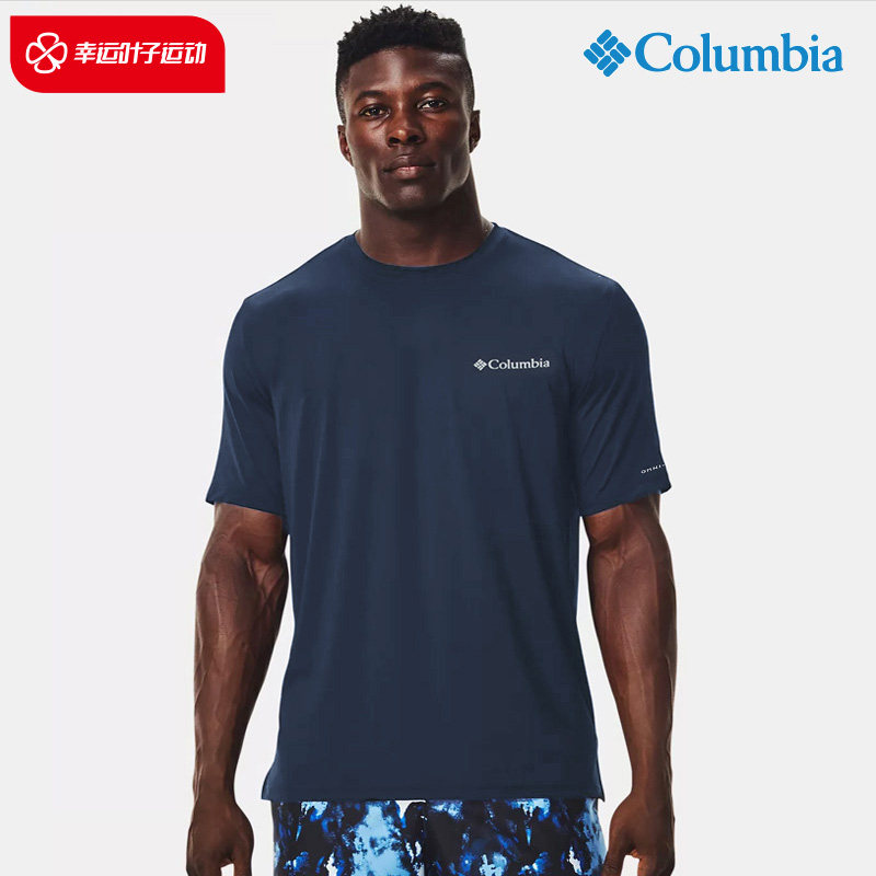 Columbia cotton T-shirt outdoor short-sleeved men's new sports T-shirt printed blue casual half-sleeved AE0403