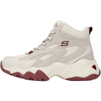 Skechers official panda shoes womens shoes casual shoes plus velvet warm cotton shoes snow boots high-top thick-soled dad shoes for women