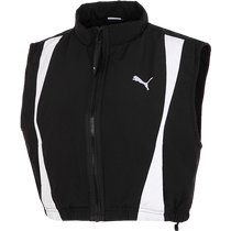 PUMA noir épissé gilet femmes 2024 été nouveau col montant gilet décontracté vêtements de sport 626032