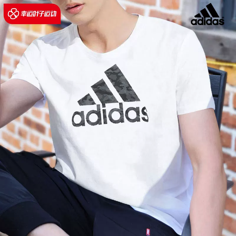 Футболка Adidas, летняя белая хлопковая спортивная костюм, с коротким рукавом