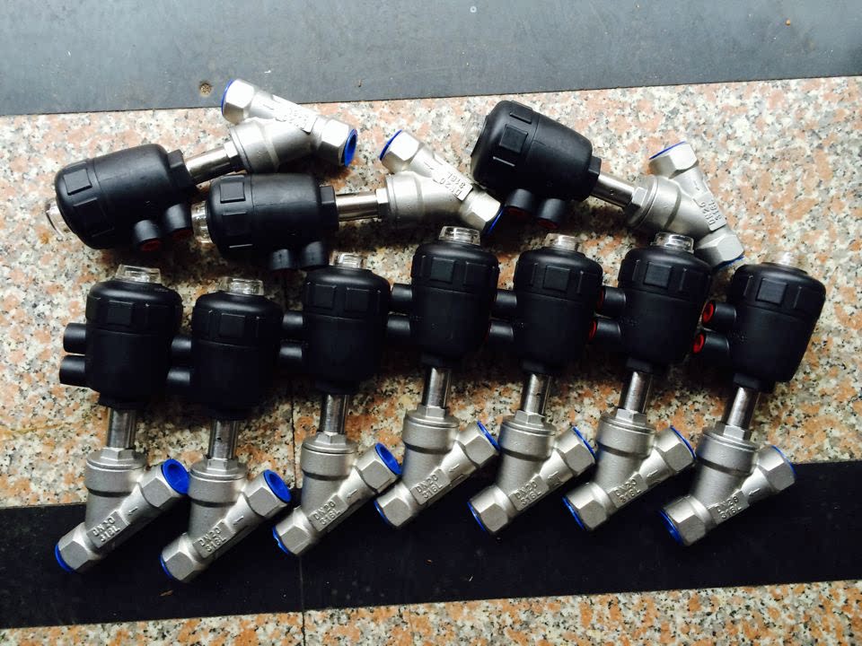 Stainless steel pneumatic angle seat valve DN15 DN20 DN25 plastic head thread DN32 DN40 DN50 DN65