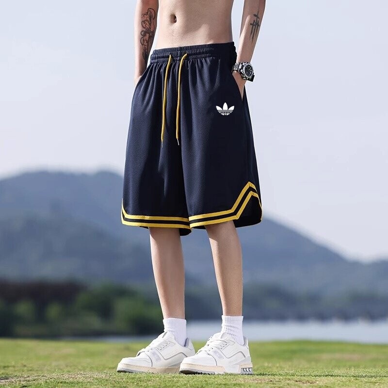 Outlet Store Men's Summer Thin Ice Silk Basketball Shorts, Loose Quick-Dry Running Casual Mid-Length Shorts