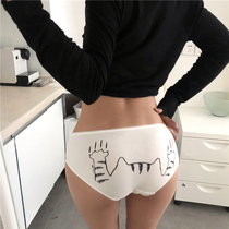 Cotton womens underwear cat claw printing sweet cute low waist sexy bag hip cotton crotch no trace girl breifs