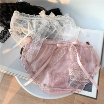 Underpants female lace sexy ultra-thin mesh bow transparent cotton file thin sexy cute girl breifs