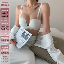 No-scratches underwear women small breasts gather 2022 new bra closeted breast proof saggy brief about 100 hitch white bra