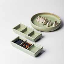Japanese style three plates ceramic plate ceramic plate sauce dish vinegar plate vinegar plate mustard dish restaurant retro dish